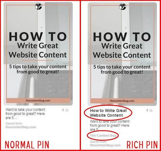 difference between normal pins and rich pins