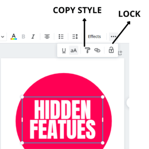 lock and group feature in canva