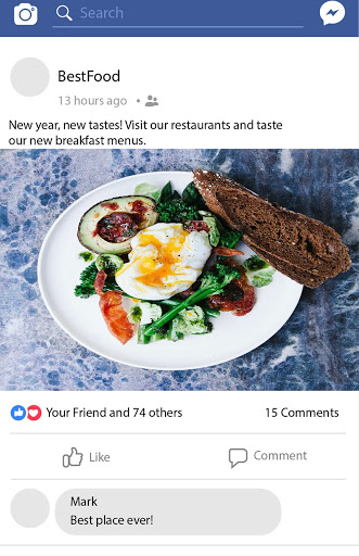 We show you a good example for a restaurant advertising on Facebook: